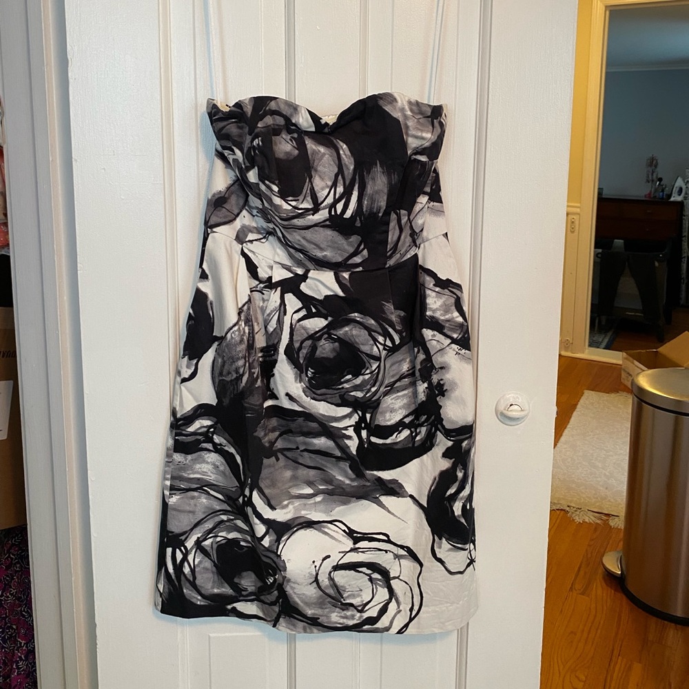 Express Black and white strapless dress